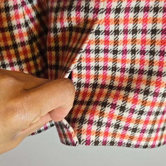 Talbots Shetland Wool Multi Color Plaid Elbow Patch Lined Blazer BWOT - Picture 9 of 13